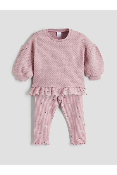 LC Waikiki Sparkling Selections from Shining Store | Baby Girl Sweater and Leggings with Ribbon Detail, 2-Piece Set