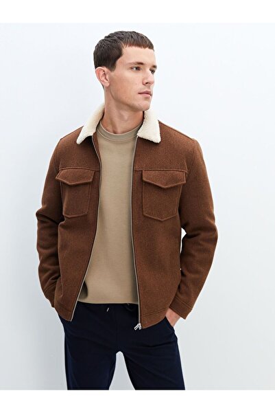 LC Waikiki Standart Kalıp Gömlek Yaka Erkek Kaşe Mont