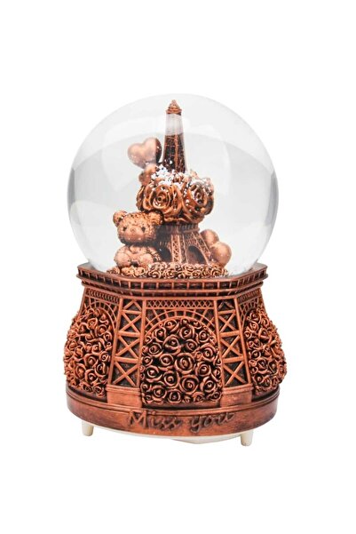 mr shopping MR Ayıcıklı Eyfel Kulesi Işıklı Müzikli Kar Taneli Orta Boy Kar K...