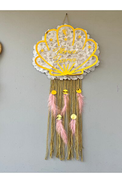 renkli mi renkli tasarım dünyası Bebek kapı süsü çiçekli gold kişiye özel isi...