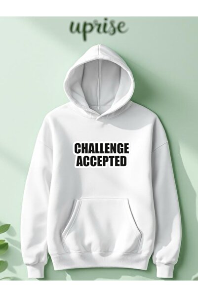 Vordevia Hanorac Challenge Accepted cu imprimeu din bumbac cu 3 fire O supradimensionat