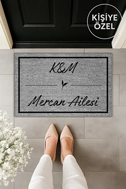 Dormot Modern Dijital Baskı Paspas – Gri Kişiye Özel Çizgi Tasarım, Popüler Çeyiz Kapı Önü Paspası 70x45 cm