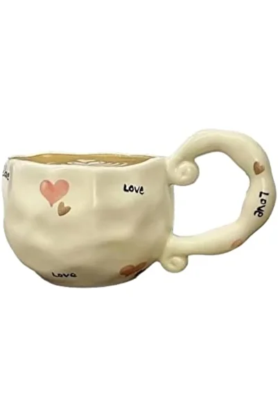 CAPIJIONG Hand Drawn Ceramic Couple Cup, Home Breakfast, Milk, Coffee, Mug-Great Love
