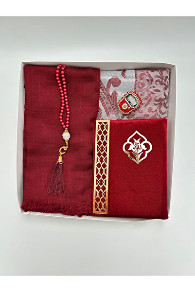 lenagiftworkshop Burgundy Dowry Gift Set 5 Pieces Bride Groom Bundle Set Pray...