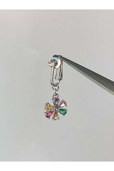 kurukafagift Renkli Çiçek Göbek Piercing Fake Mıknatıslı Sıkıştırmalı Zirkon Taşlı