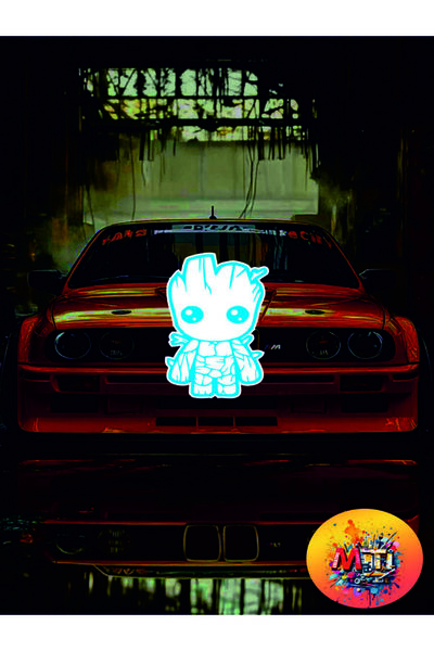 sticker ملصق زجاجي لسيارة أو دراجة نارية من Groot Text Jdm - ملصق هولوجرام Groot