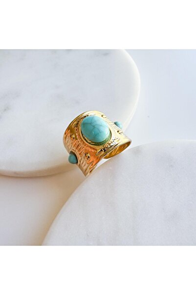 Venus Design Çelik Turkuaz Taşlı Yüzük