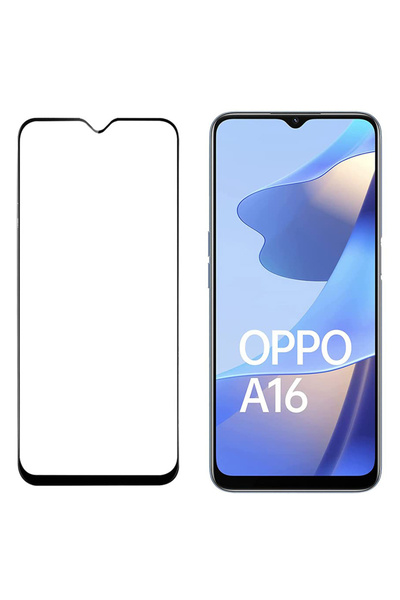 Atlas 5D Πλήρης κόλλα κεραμική μεμβράνη γυαλιού OPPO A16 (Μαύρο)