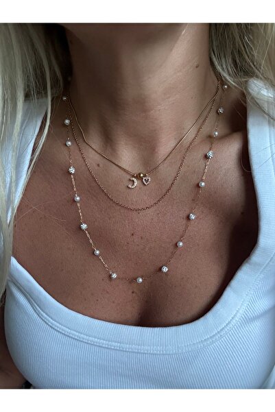 Rossetto Atelier Stainless Steel Mini Zircon Heart C Letter Necklace