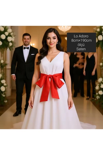 LO ADORO Satin Scarf Is Suitable for Scarf Belt Uses Satin Belt Red Bridal Sash
