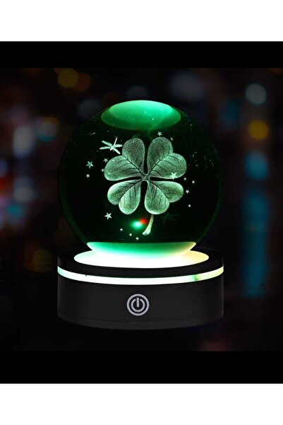 mr shopping MR ışıklı Dönen 3D Kristal Cam Küre Büyük boy Usb'li Gece Lambası...