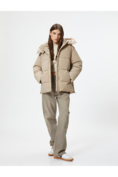 Koton 4WAL20048IW Modell Beige Damenmantel