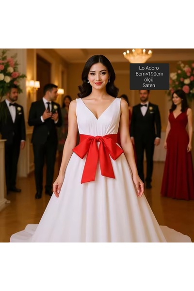 LO ADORO Satin Scarf Is Suitable for Scarf Belt Uses Satin Belt Red Bridal Sash