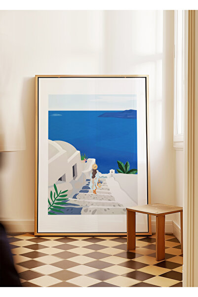 ARTHOUSECOLLECTIVE Santorini - Poster de călătorie cu peisaj mediteranean - Poster fără cadru în dimensiuni de tablou
