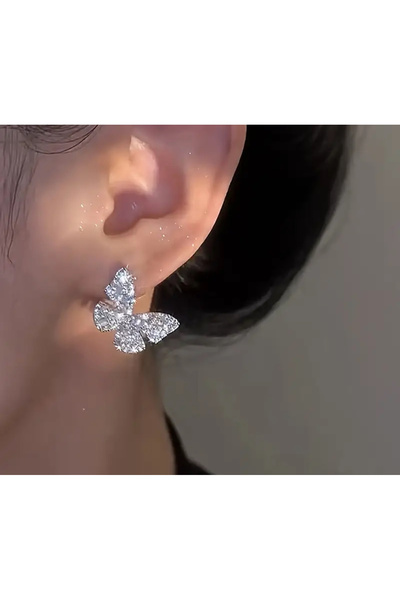 Butik Taşlı şık kelebek küpe