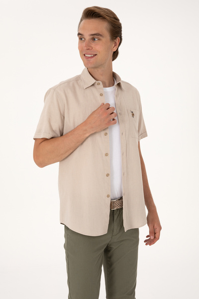 U.S. Polo Assn. Men's Stone Short Sleeve Shirt 50297896-Vr049