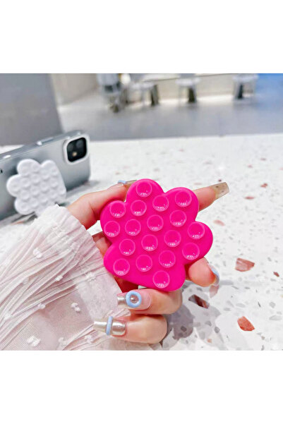 EDELFU Yapışkanlı Pati Desenli Silikon Arkası Vakum, Ayna ve Cama Yapışır Telefon Tutucu Kılıf Popsocketi