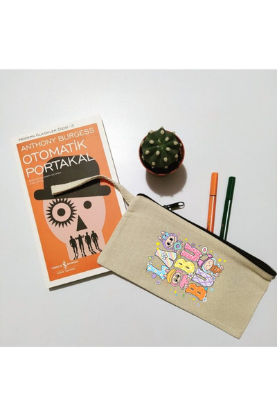 lovver Geantă pentru pixuri și articole de papetărie, din paie, cu design LABUBU