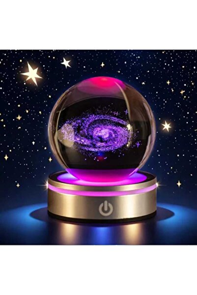 mr shopping MR ışıklı Dönen 3D Kristal Cam Küre Büyük boy Usb'li Gece Lambası...