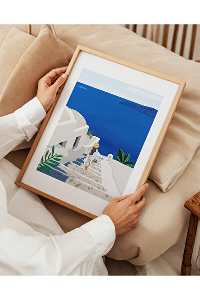 ARTHOUSECOLLECTIVE Santorini - Poster de călătorie cu peisaj mediteranean - Poster fără cadru în dimensiuni de tablou