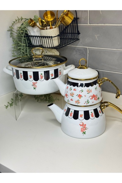 dunyazuccaciye Emaye Çaydanlık & Emaye Kızartma Tenceresi