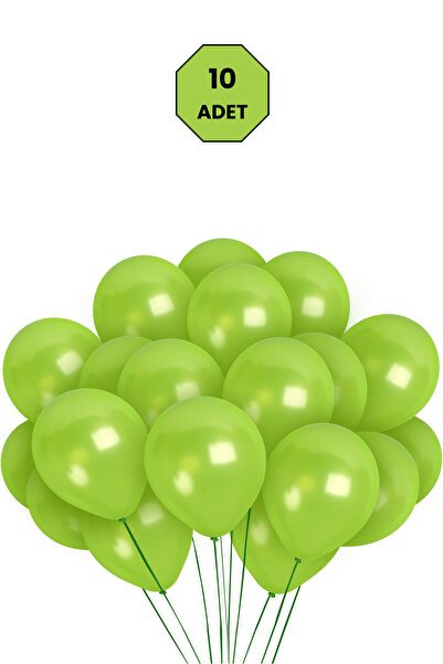 Bunloon Metalik Açık Yeşil Balon 10 Adet Doğum Günü Parti ve Organizasyon Set...