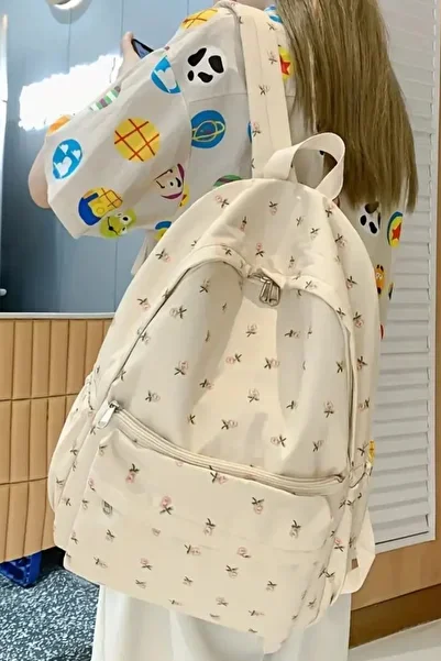woys Large Size Floral Patterned Women's Backpack with 3 Compartments - Everyday Use Women's Backpack
