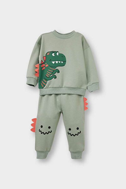 DeFacto Light Khaki Baby Boy Top and Bottom Set F5070A5/Kh434