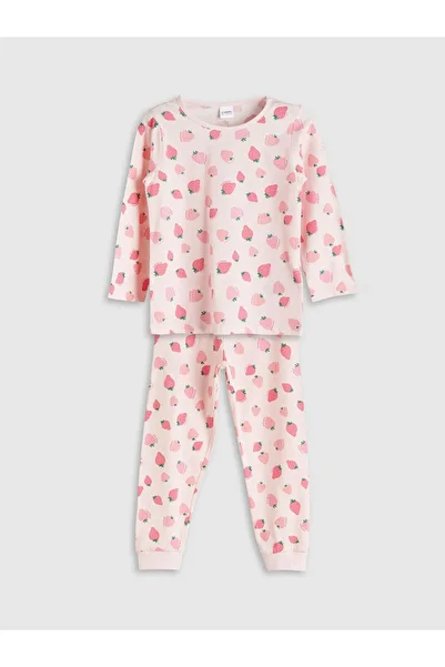 LC Waikiki Lcw Kids Crew Neck Strawberry Printed Girls Pajamas Set