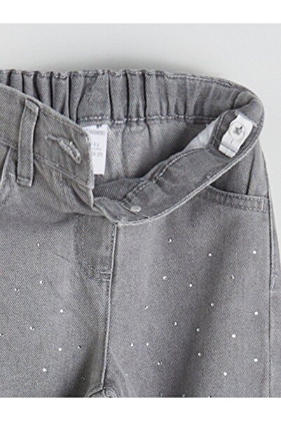 LC Waikiki LCW Kids Beli Ayarlanabilir Lastikli Taşlı Kız Çocuk Jean Pantolon
