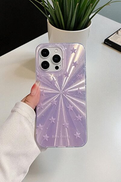 KVK PRİVACY Apple iPhone 16 Pro Max Uyumlu Mor Yıldız Patlaması Desenli Parla...