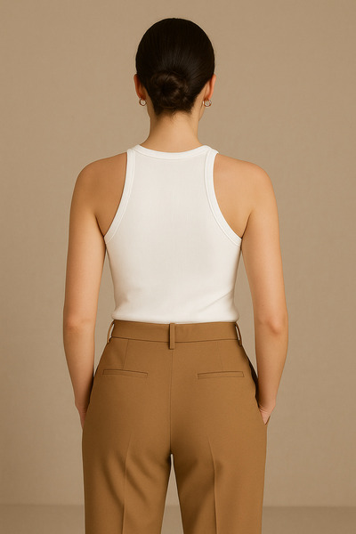 FV Halter Neck Tank Top Camisole Cotton Blend Ribbed Tank Top