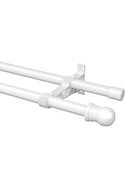 OEM Double curtain/drapery rail, 76-368 cm, steel, diameter 2.54 cm, white