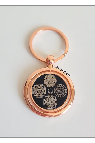 Anatolia سلسلة مفاتيح وردية مع 5 رموز لزيادة الحظ