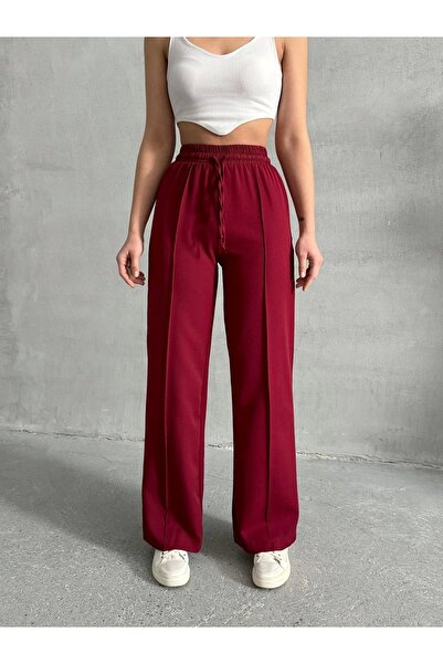 URİS Γυναικείο κομψό ριμπ ρίγες με λεπτομέρεια ελαστική μέση δεμένο παντελόνι...