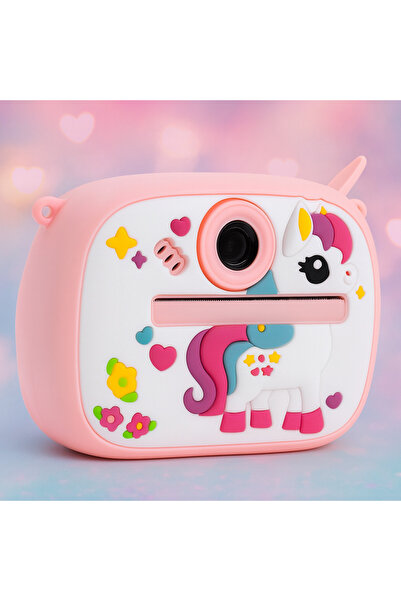 Fillikutum Sevimli Unicorn ve Dinozor Seçenekli Çocuk Kamerası – Anında Baskı Mini Fotoğraf Makinesi Kabartmalı