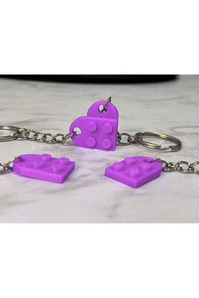 HobiHub Breloc Lego cu inimă împreună - Set de 2 piese |   Decor pentru cadou...