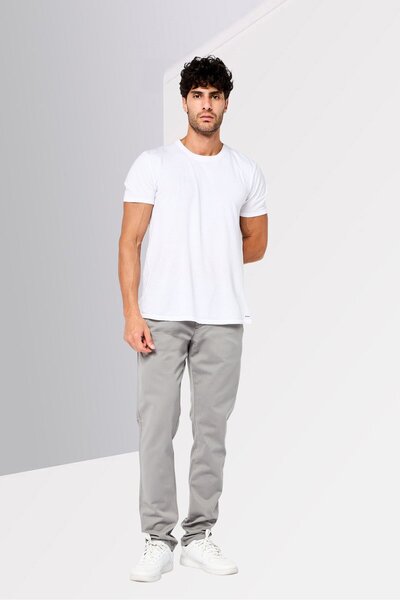 Harmont & Blaine Men Narrow Fit Solid Chino Pants, Grey