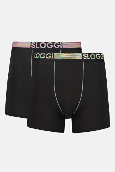 SLOGGI ملابس داخلية رجالية بشعار العلامة التجارية، قطعتين، لون أسود
