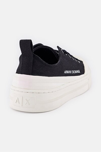 Armani Exchange Women Brand Logo Lace Up Casual Shoes, Black