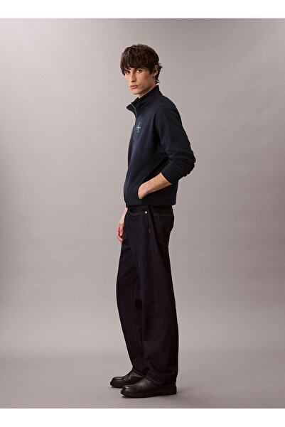 Calvin Klein Ανδρικό φούτερ με φερμουάρ και γιακά τζιν Navy Blue LV04RD236GCEF LS PREMIUM TERRY MICR