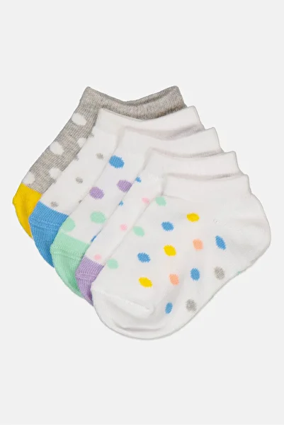 MUDD Kids Girl 5 Pairs Polka Ankle Socks, Multicolor