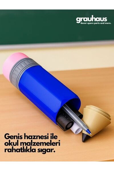 GRAUHAUS Büyük Kapasiteli Kalem Kutusu Kalemlik Okul Çantası Aksesuarı