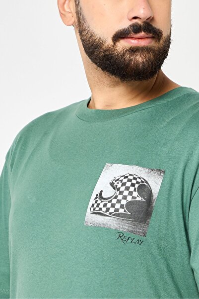 Replay Men Crew Neck Short Sleeves Graphic T-Shirt, Green