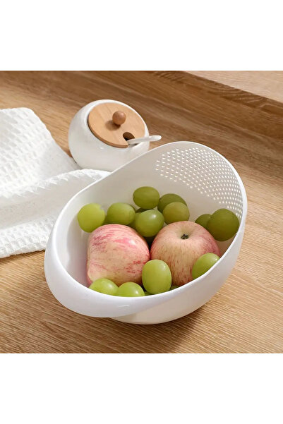 choice2 مصفاة سيليكون بيضاء قطعة واحدة، وعاء أرز، سلة تصريف، وعاء فاكهة، سلة ...