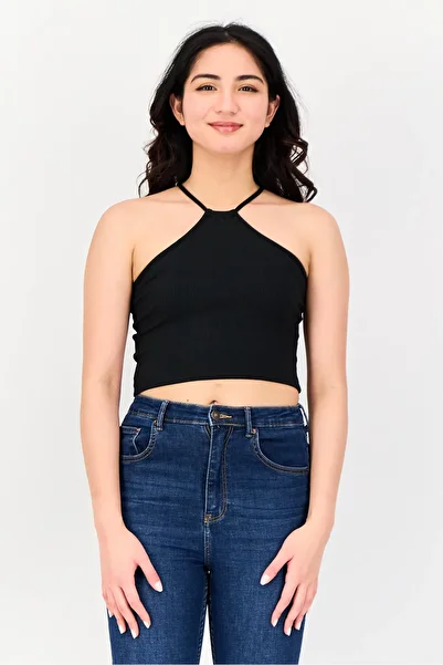 Don't Call Me Jennyfer Women Sleeveless Ribbed Crop Top, Black