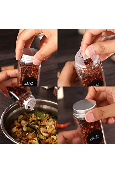 erorex Glass Spice Jars Shaker Lids, 24 Pcs Square Spice Bottles 120Ml Spice Cabinet, Empty Seasoning Jars