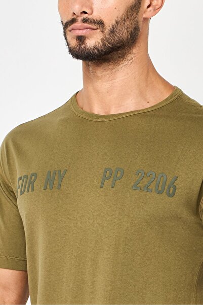 Replay Men Crew Neck Short Sleeve Brand Logo T-shirt, Olive