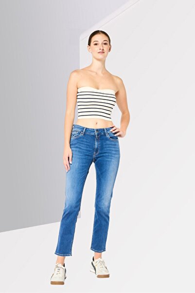 Replay Women Skinny Fit Washed Stretchable High Waist Denim Jeans, Blue