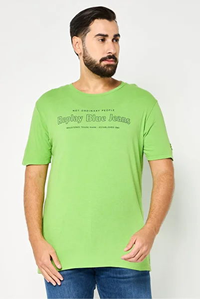 Replay Men Crew Neck Short Sleeve Graphic Print T-Shirt, Green